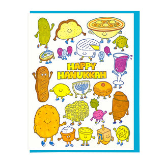 Happy Hanukkah Food Friends Greeting Card