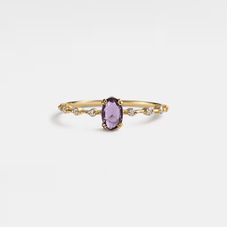 Oval Cut Natural Amethyst Sterling Silver Ring