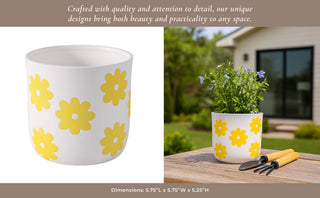 White/Yellow Ceramic Flower Power Planter