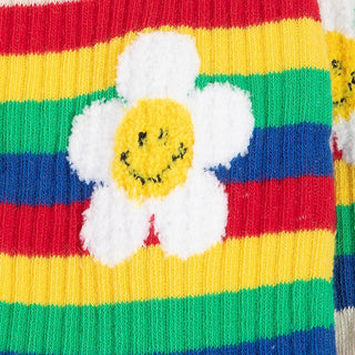 Rainbow Flower Striped Happy Face Socks