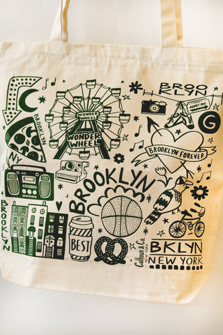 Brooklyn Canvas Tote Bag with Zipper Closure