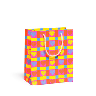Neon Hearts Plaid Gift Bag