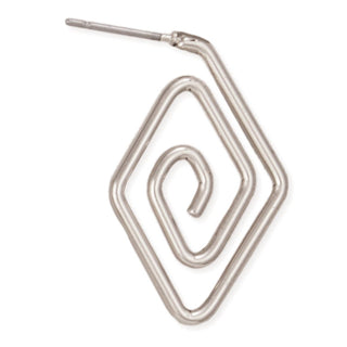 Diamond Spiral Silver Hoop Earrings