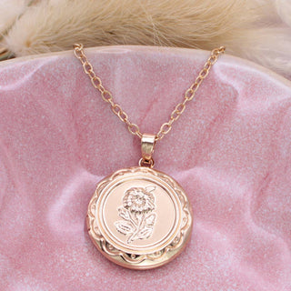 Gold Floral Locket Necklace