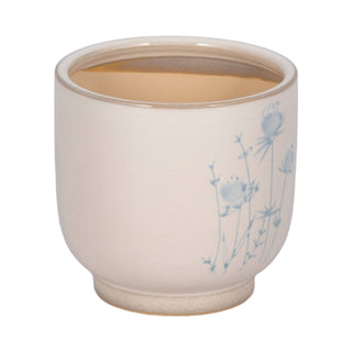 Beige Ceramic Blue Flower Planter