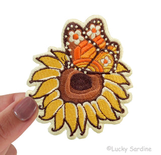 Sunflower & Monarch Butterfly Iron-On Patch