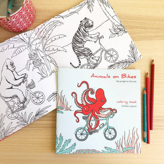 Jungle to the Sea Animals on Bikes Coloring Book