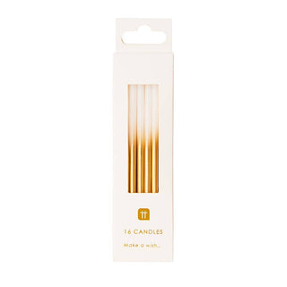 White & Gold Birthday Candles - 16 Pack