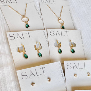 Emerald Gem Stone Earrings