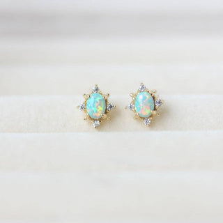 Opal Star Stud Sterling Silver Earrings