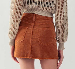 Raw Hem Corduroy Mini Skirt