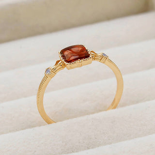 Vintage Gold Square Amber Copper Ring
