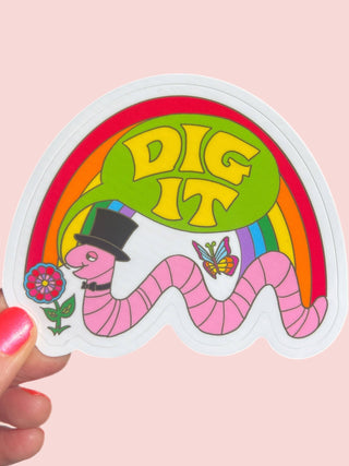 Dig It Worm Sticker