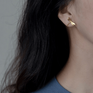 Gold Dragonfly Stud Earrings