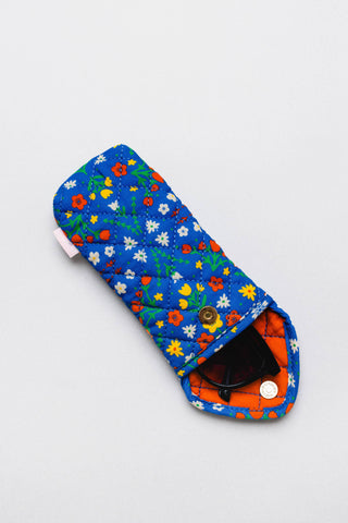 Blue Scandinavian Floral Quilted Sunglasses Case