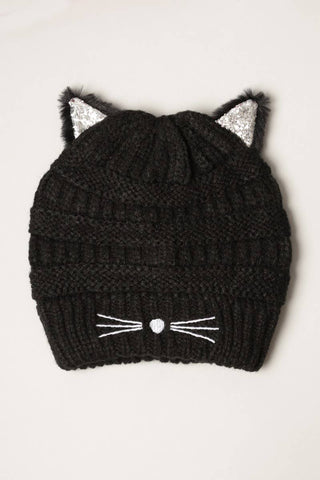 Kids Cat Twinkle Ear Winter Beanie