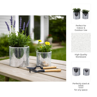 Disco Mirror Ceramic Planter
