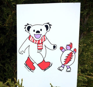 Grateful Dead Ice Skating Bear & Terrapin Greeting Card