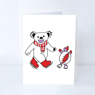 Grateful Dead Ice Skating Bear & Terrapin Greeting Card