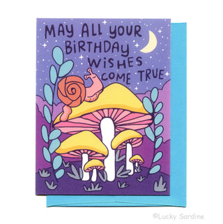 Snail Forest and Mushroom, Birthday Wishes Card