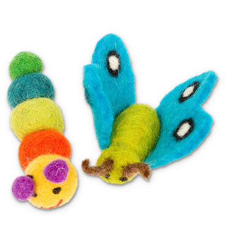 Caterpillar and Butterfly Wool Cat Toy