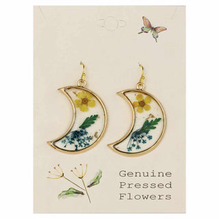 Dried Flower Crescent Earrings