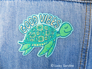 Sea Turtle Good Vibes Embroidered Patch