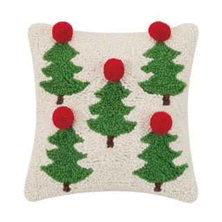 Christmas Trees With Pom Pom Hook Pillow