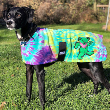 Grateful Dead Gurple Tie Dye Fleece Dog Coat