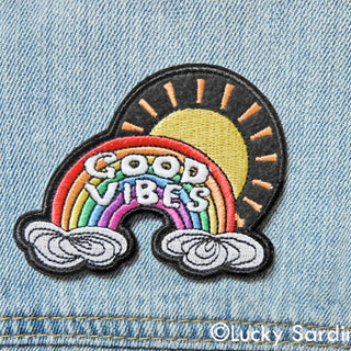 Good Vibes Sunshine Rainbow Embroidered Patch