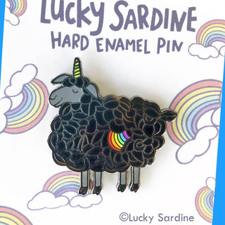 Black Sheep Unicorn Rainbow Enamel Pin