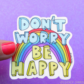 Don't Worry Be Happy Retro Rainbow Vinyl Sticker