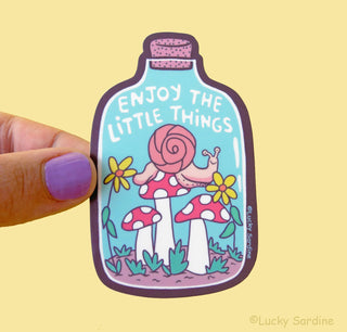 Enjoy The Little Things Terrarium Snail & Mushroom Vinyl Sticker
