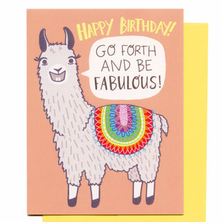 Go Forth And Be Fabulous Llama Birthday Greeting Card