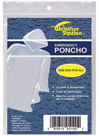 Adult Clear Emergency Rain Poncho Lightweight One Size Fits All
