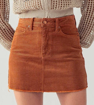 Raw Hem Corduroy Mini Skirt