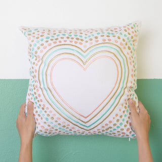 Full Hearts Embroidered Pillow