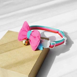 Cat Collar with Bow & Pink Stripe