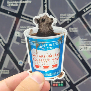 Coffee Lover Rat Vinyl Sticker | Lost in the City