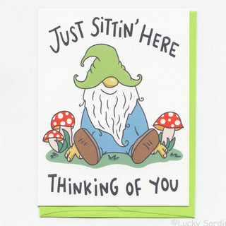Gnome Mushroom Thinking of You Greeting Card