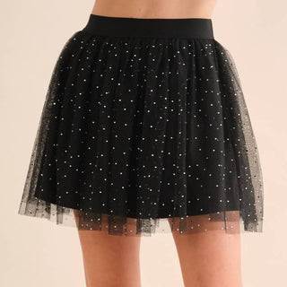 Elastic Waist Tulle Mesh Mini Skirt