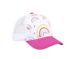 Rainbow Toddler Trucker Hat Pink
