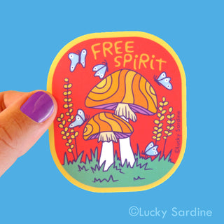 Free Spirit Mushroom Hippie Vinyl Sticker