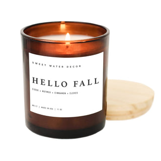 Hello Fall Soy Candle Amber Jar