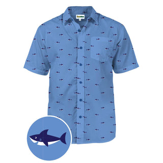 Blue Shark Button Down Shirt