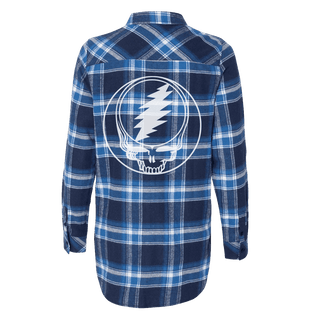 Grateful Dead Steal Your Face Women's Flannel on white background.