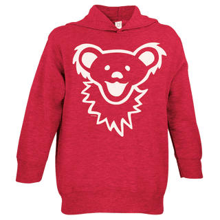 Grateful Dead Dancing Bear Face Toddler Hoodie red variant on white background