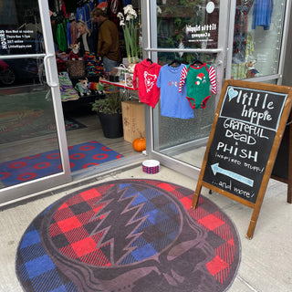 Grateful Dead Buffalo Plaid Steal Your Face Round Area Rug
