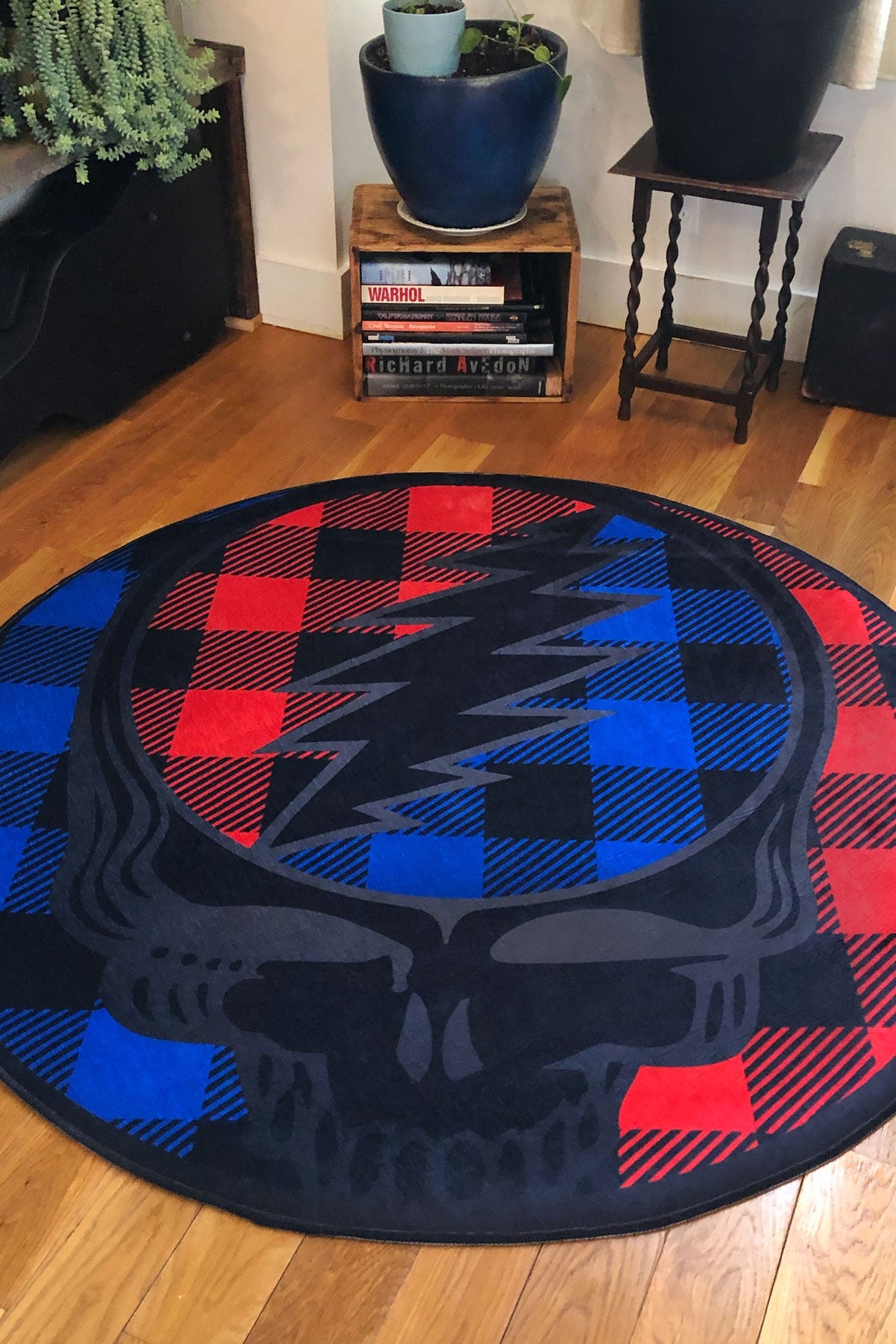 Grateful Dead Buffalo Plaid Steal Your Face Round Area Rug – Little Hippie