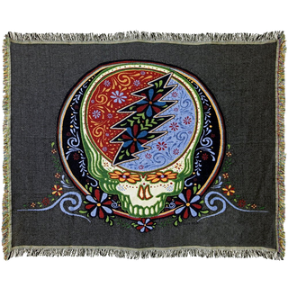 Grateful Dead Calaveras Stealie Woven Cotton Blanket | Little Hippie